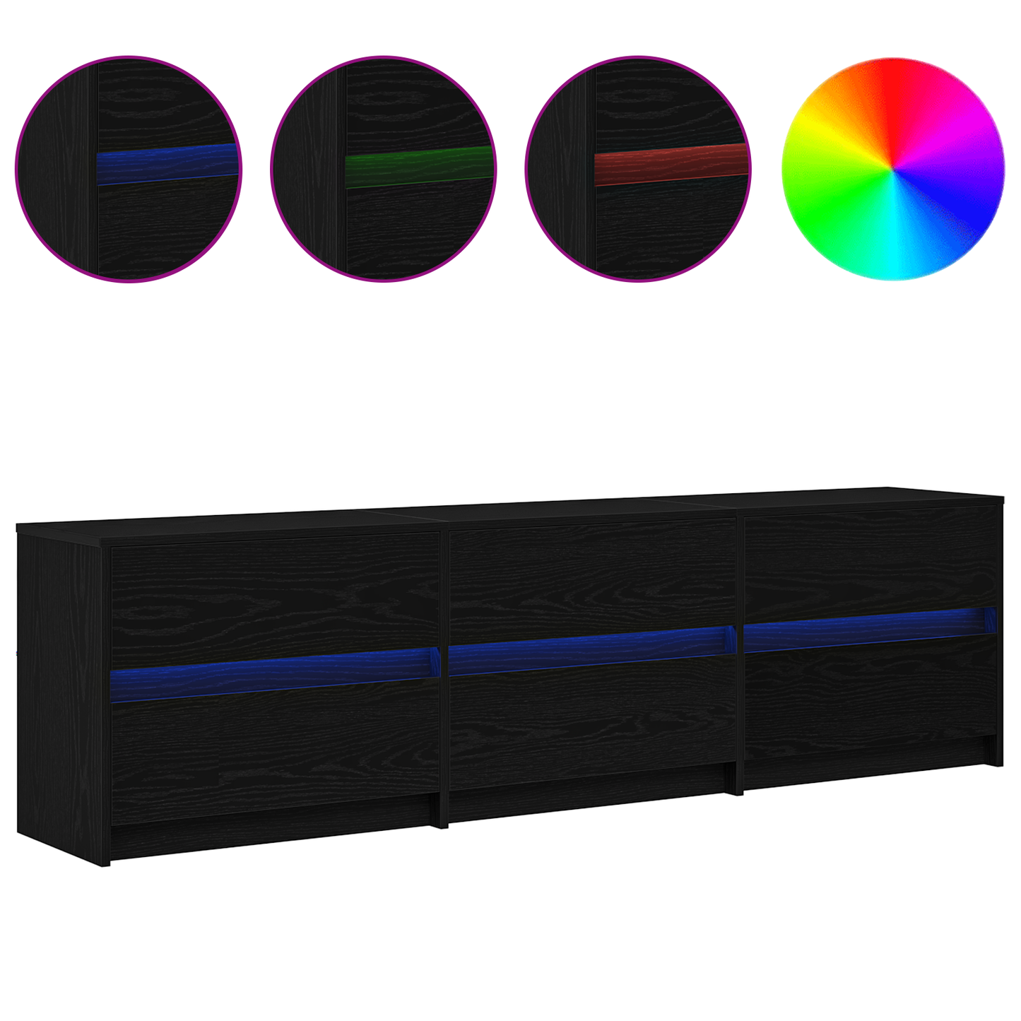 TV Units 2 pcs Black Oak 180 x 34 x 50 cm Engineered Wood