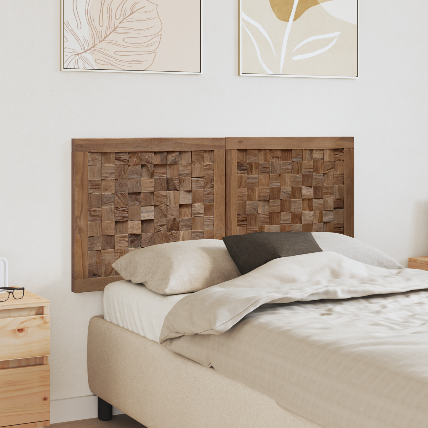 Bed Headboard Natural Solid Teak Wood