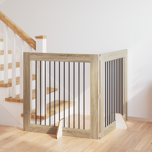 Foldable Dog Gate with Stands 2 pcs Sonoma Oak 200.5 cm