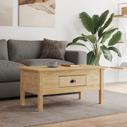 Coffee Table with Drawer BODO Honey Brown 100 x 55 x 45.8 cm