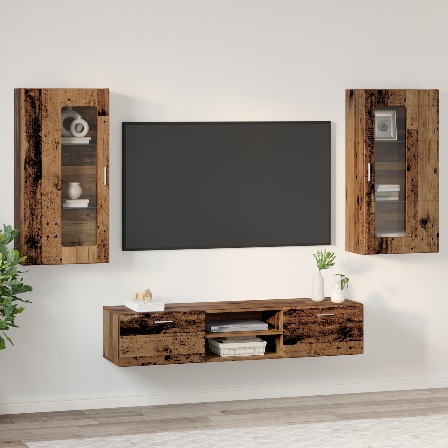 TV Cabinet Set with Shelf FLORIN 3 pcs Old Wood Engineered Wood