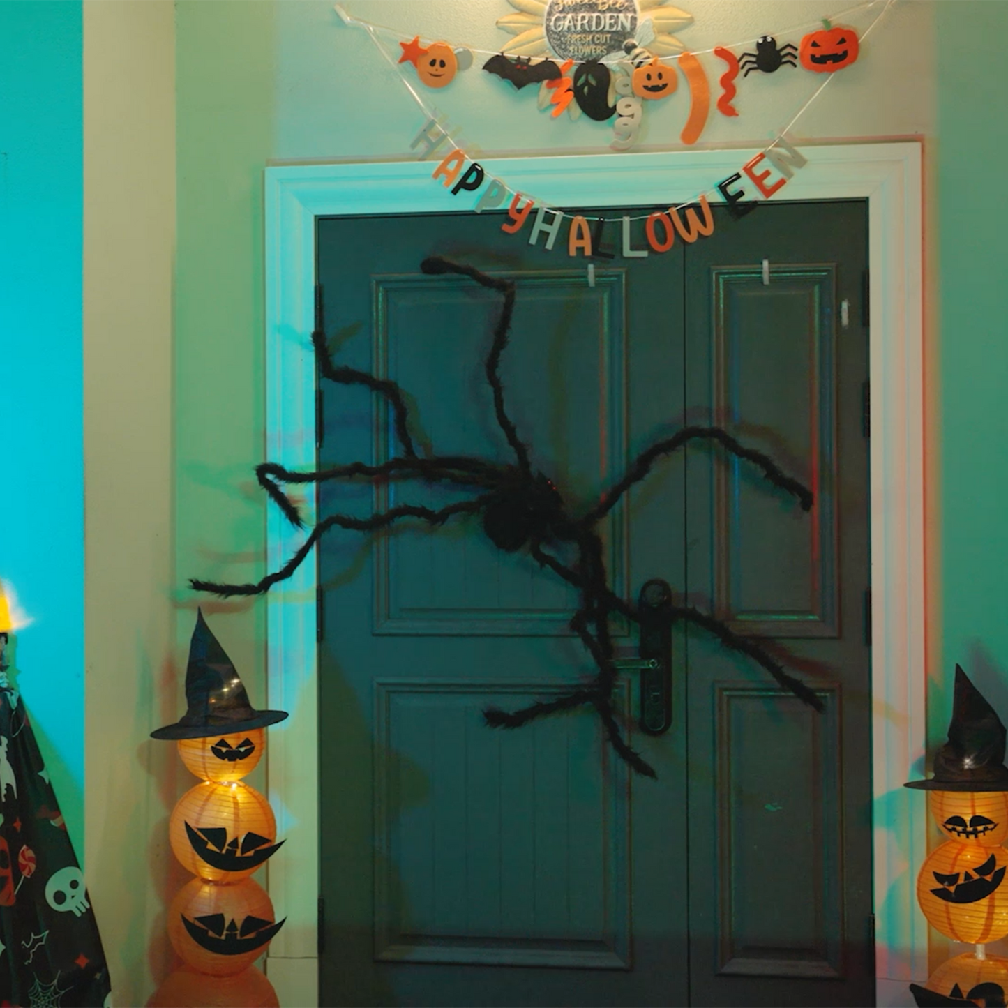Halloween Spider Decoration 3 pcs Black 200 cm Polyester