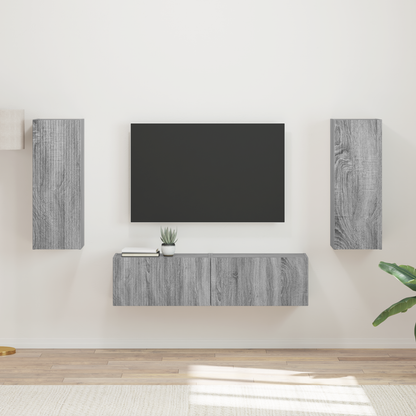 TV Cabinet Set Wall-mounted 2 pcs Grey Sonoma Engineered Wood