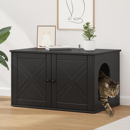 Cat House Black 85 x 55 x 50.5 cm Engineered Wood