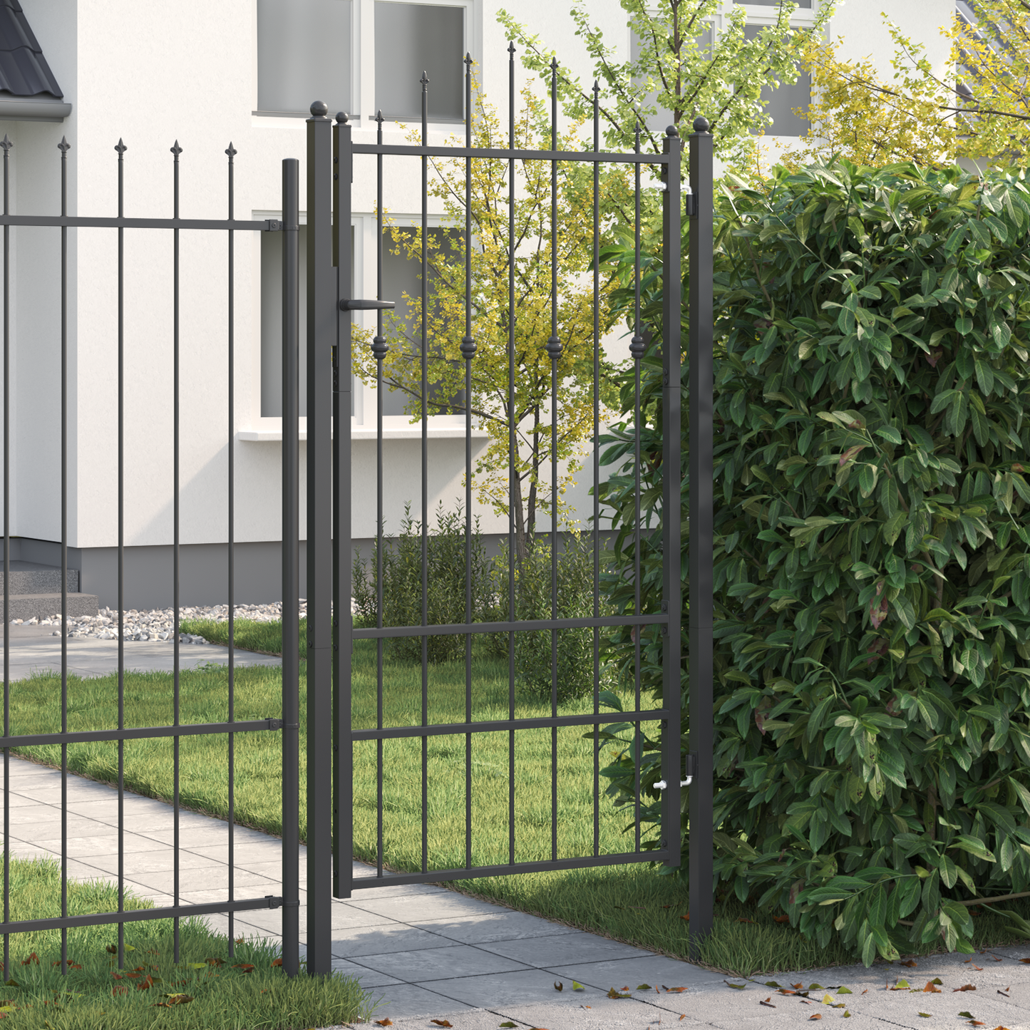 Fence Gate HORST 100 x 175 cm Metal Black Lockable