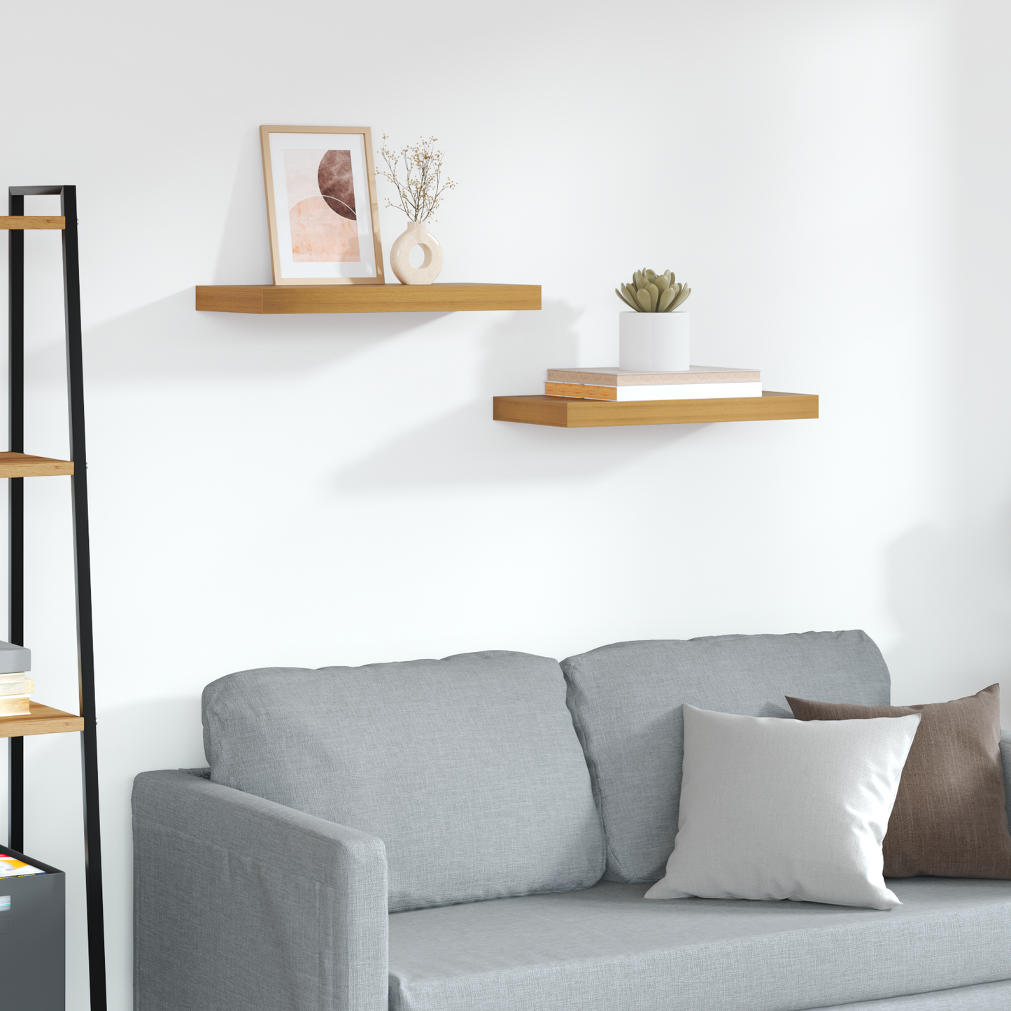 Wall Shelf 2 pcs Brown 50 x 23 x 4 cm Engineered Wood
