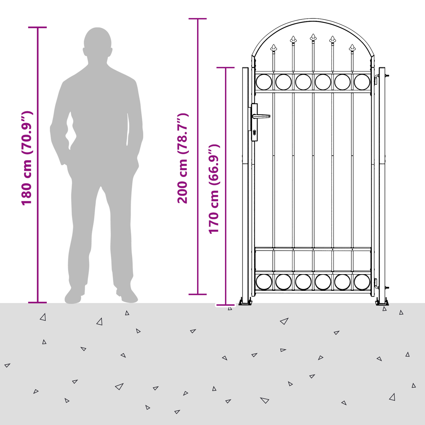 Fence Post ASSEN 200 x 88 x 14 cm Steel Grey Lockable