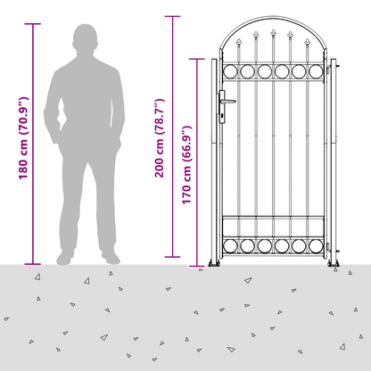 Fence Post ASSEN 200 x 88 x 14 cm Steel Grey Lockable