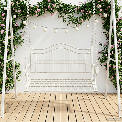 Swing Bench Steel 115 x 61 x 63 cm Antique White