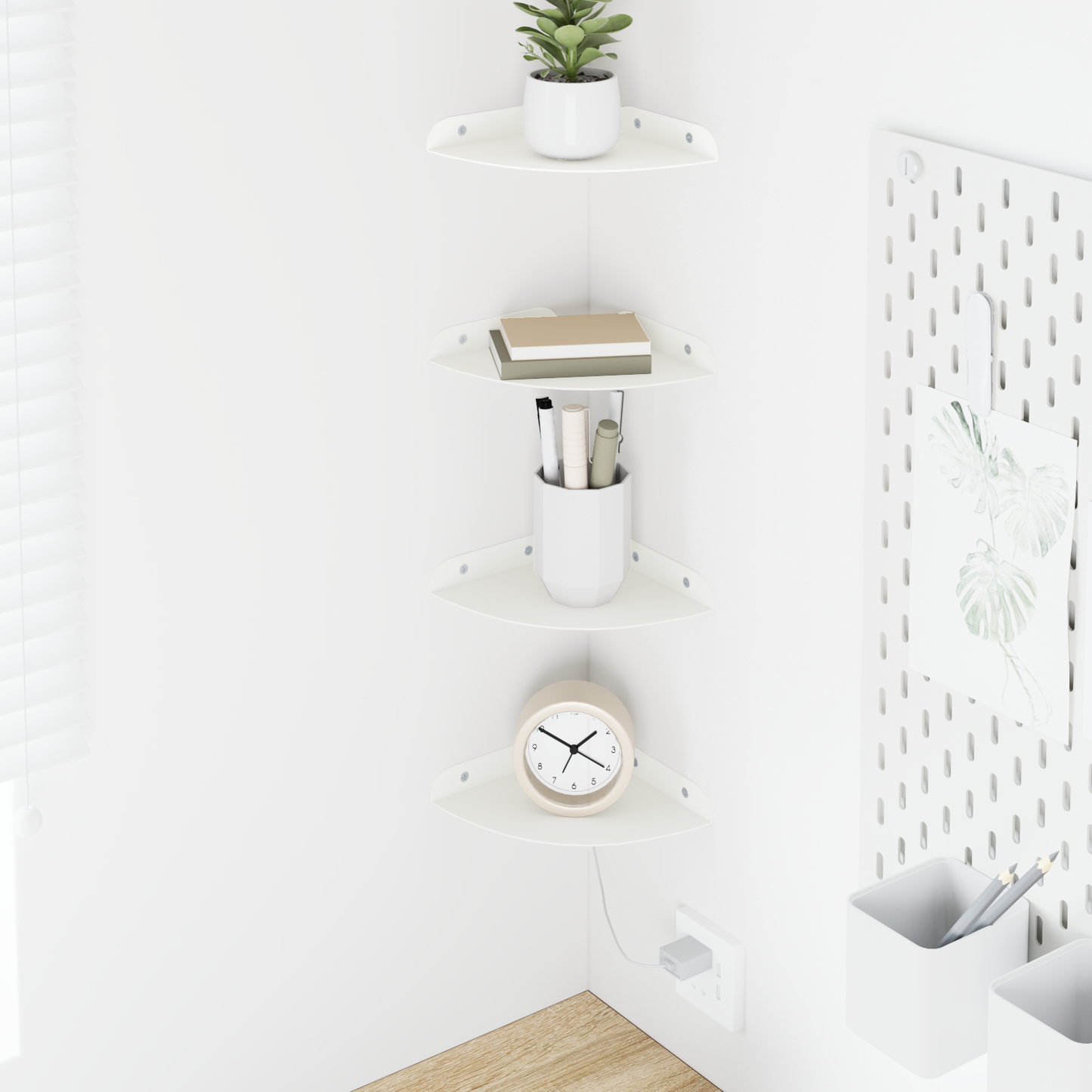 Floating Shelf with Shelf 4 pcs White 15 x 15 x 2 cm
