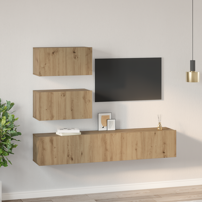 TV Cabinet Set Wall-mounted 4 pcs Artisan Oak Engineered Wood