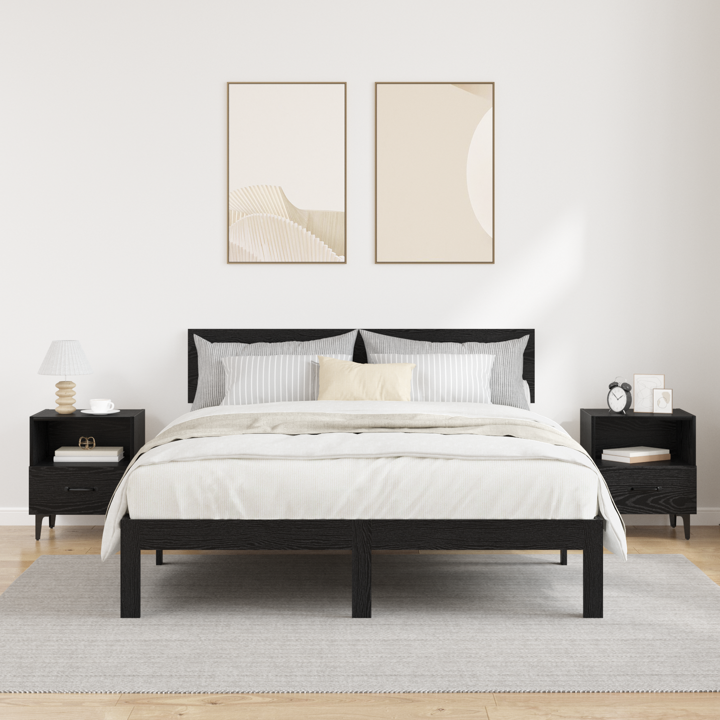 Bedside Cabinet with Drawer 2 pcs Black oak 40 x 35 x 47.5 cm