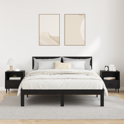 Bedside Cabinet with Drawer 2 pcs Black oak 40 x 35 x 47.5 cm