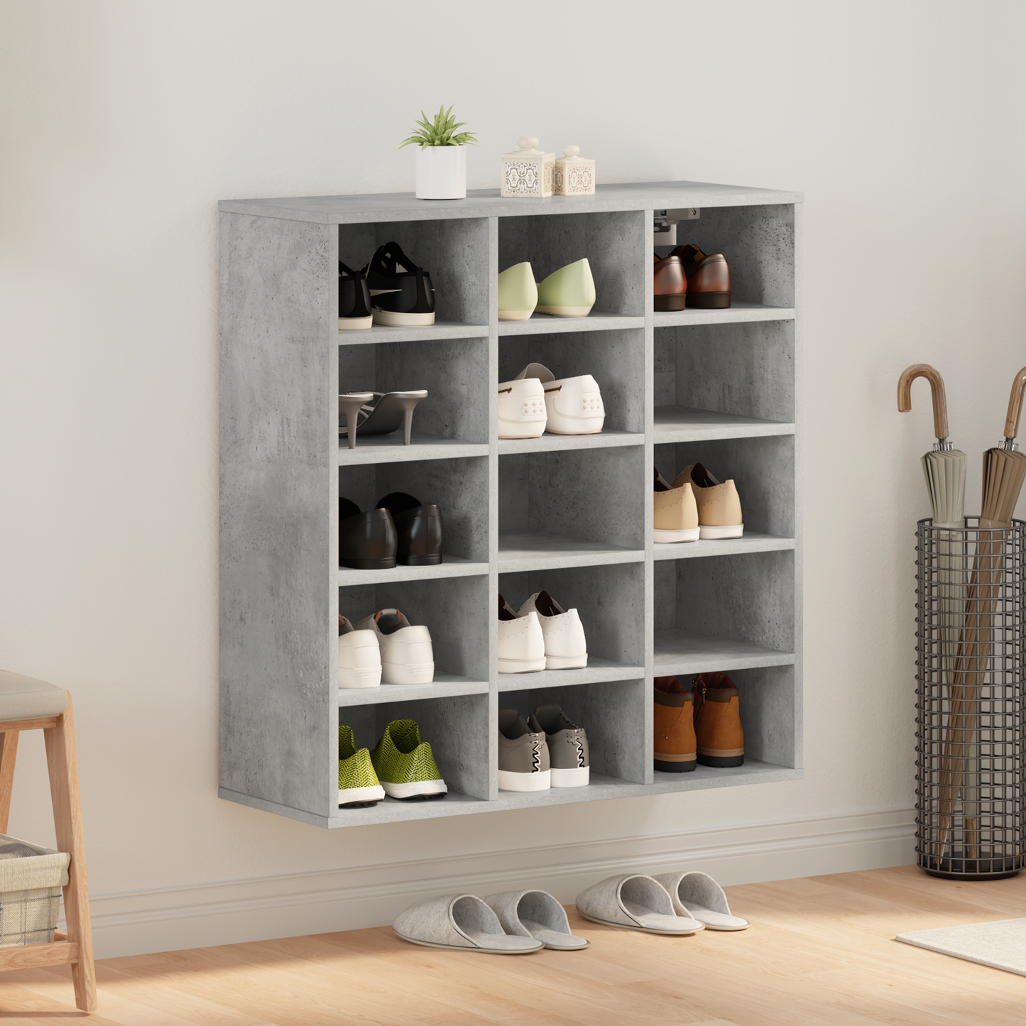 Shoe Cabinet Concrete grey 77.5 x 30 x 83.5 cm Engineered Wood