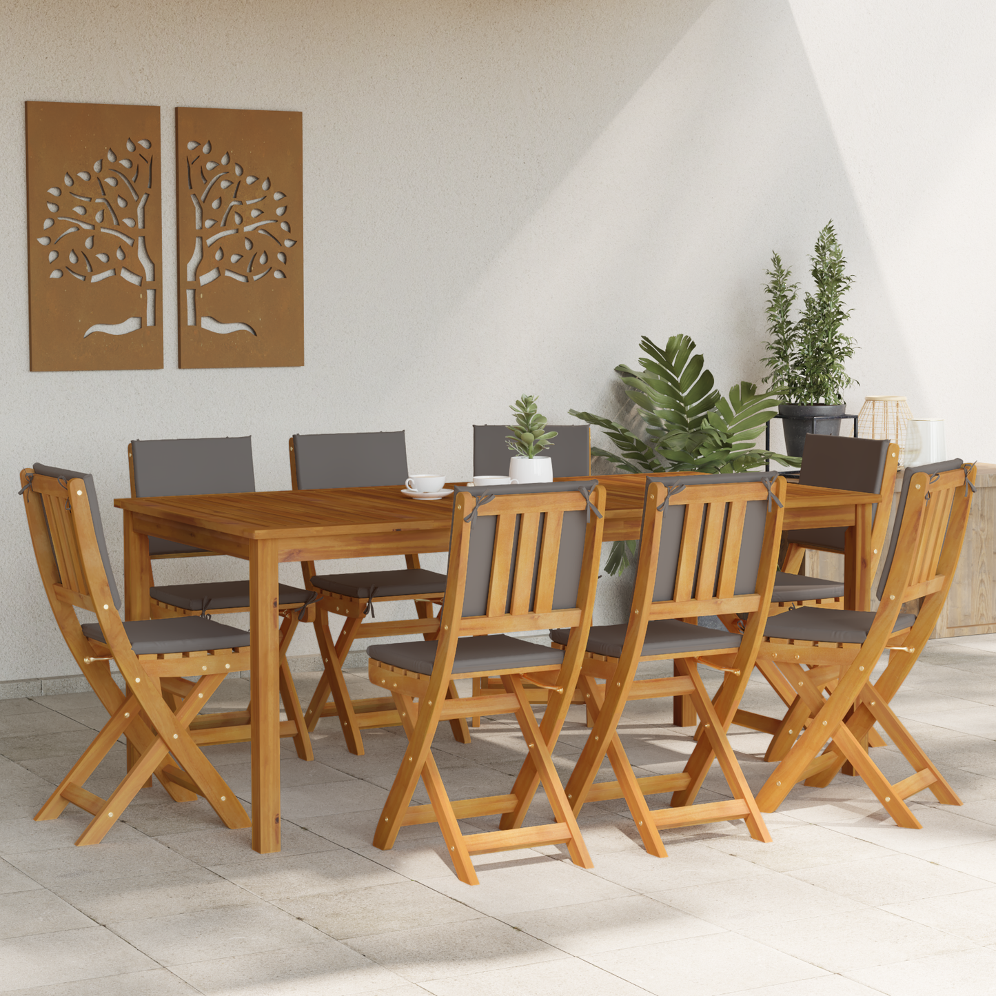 Garden Chair 8 pcs Dark Grey 38 x 46 x 85 cm Solid Acacia Wood