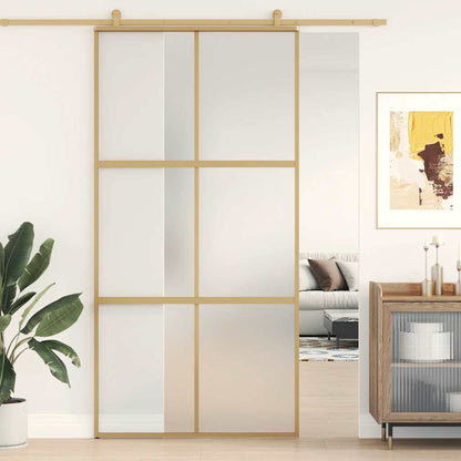 Sliding Door Gold 102,5x205 cm Frosted ESG Glass and Aluminium