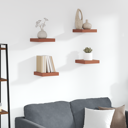 Wall Shelf 4 pcs Red 23 x 23.5 x 4 cm Engineered Wood