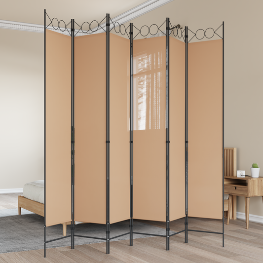 6-Panel Room Divider Beige 240 x 220 cm Fabric