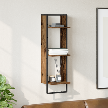 Wall Shelf with Shelf Old Wood 30 x 25 x 100 cm Engineered Wood