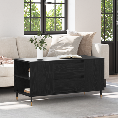 Coffee Table Black Oak 102 x 44.5 x 50 cm Engineered Wood