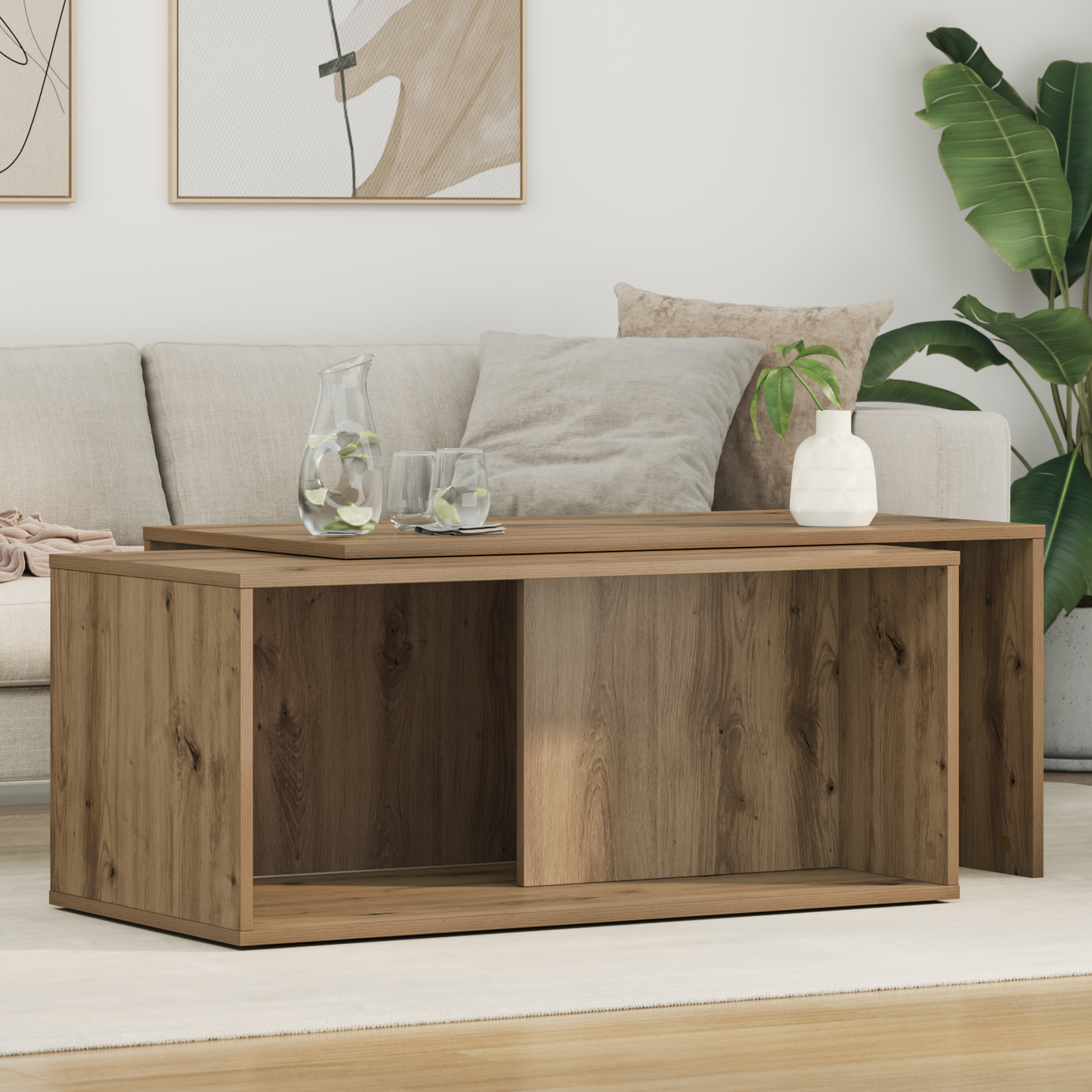 Coffee Table Set 2 pcs Artisan Oak Engineered Wood