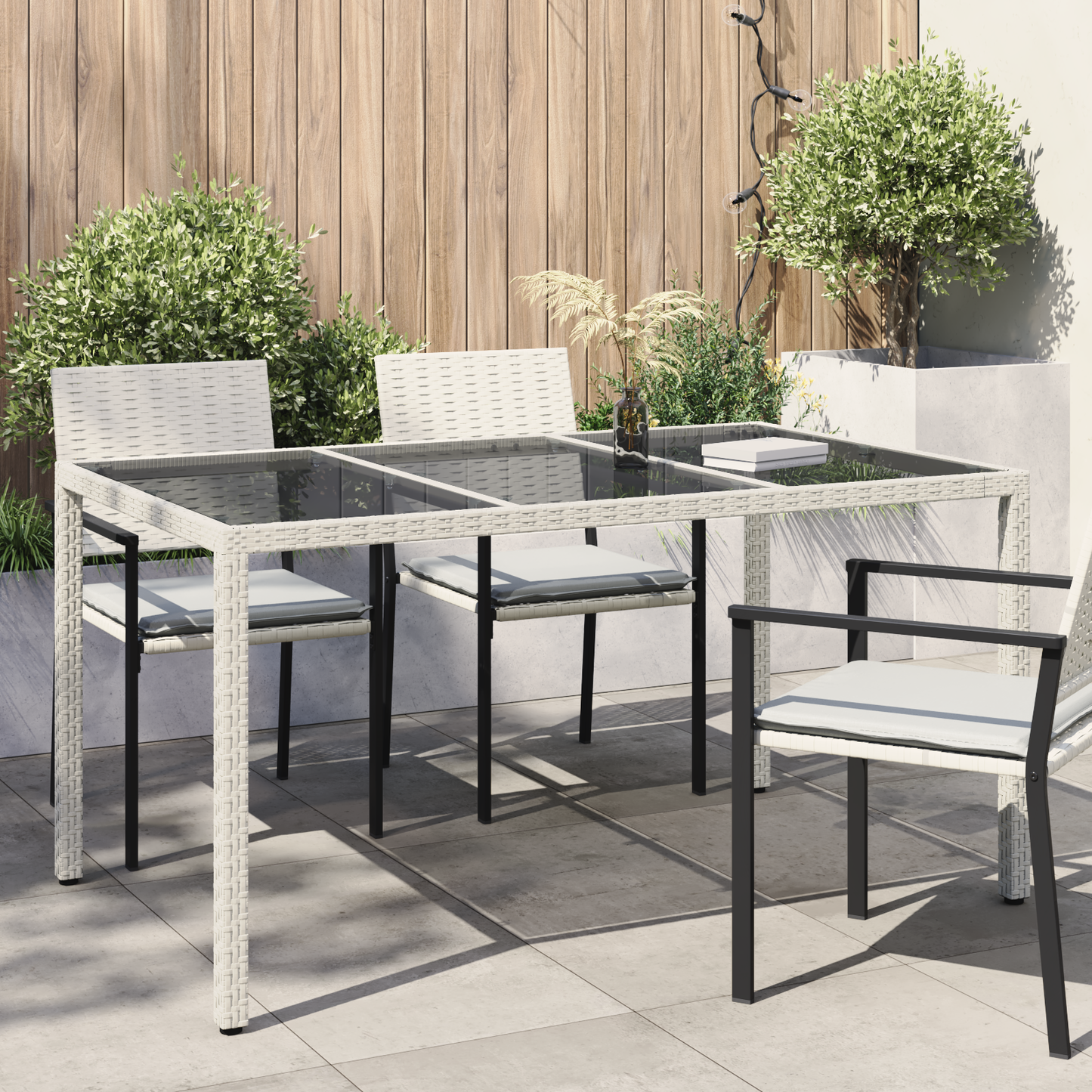Garden Table White 150 x 90 x 75 cm Poly Rattan