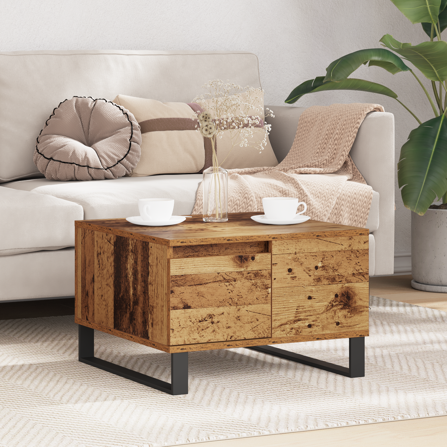 Coffee Table Old Wood 55 x 55 x 36.5 cm Engineered Wood