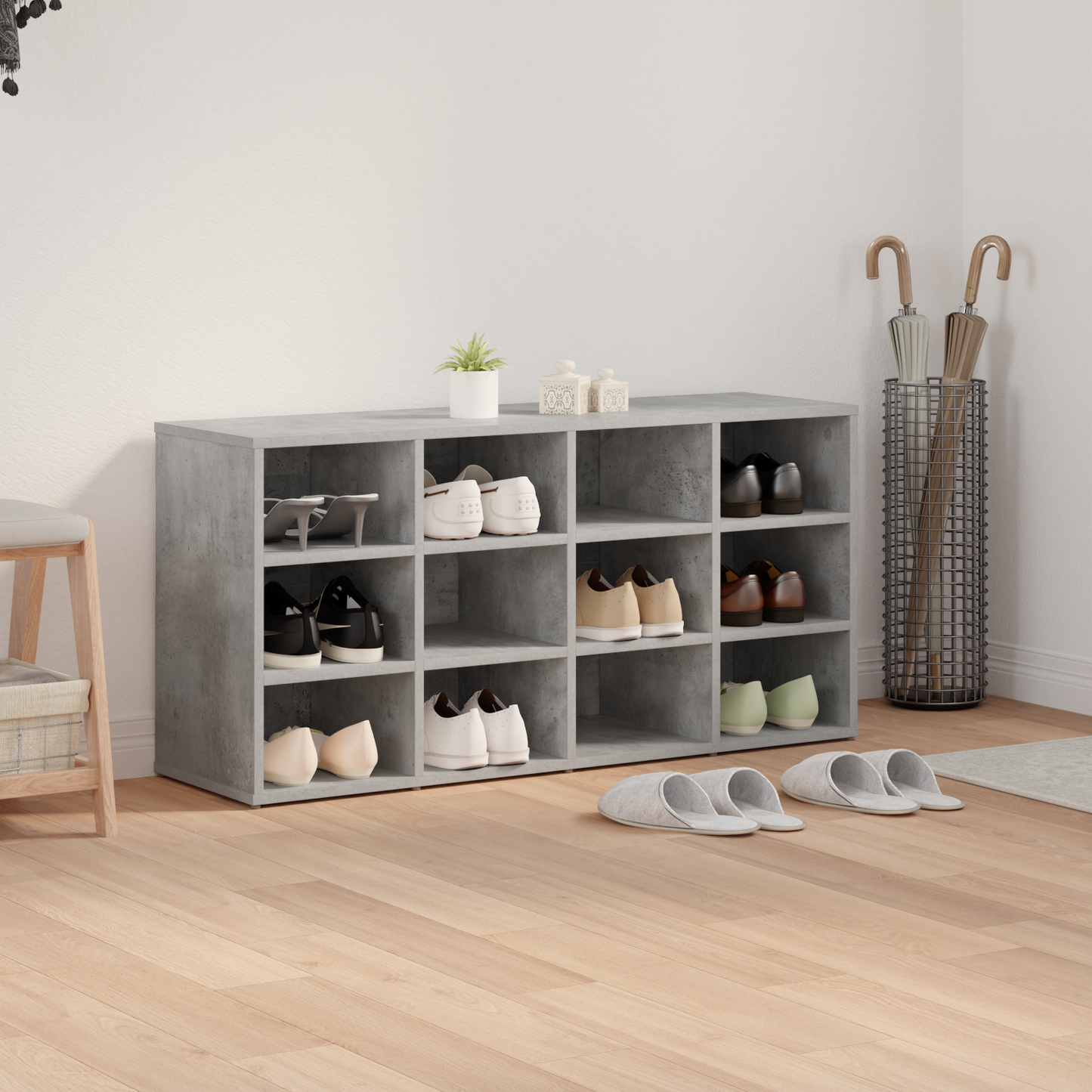 Shoe Cabinet Concrete grey 103 x 30 x 51 cm Engineered Wood