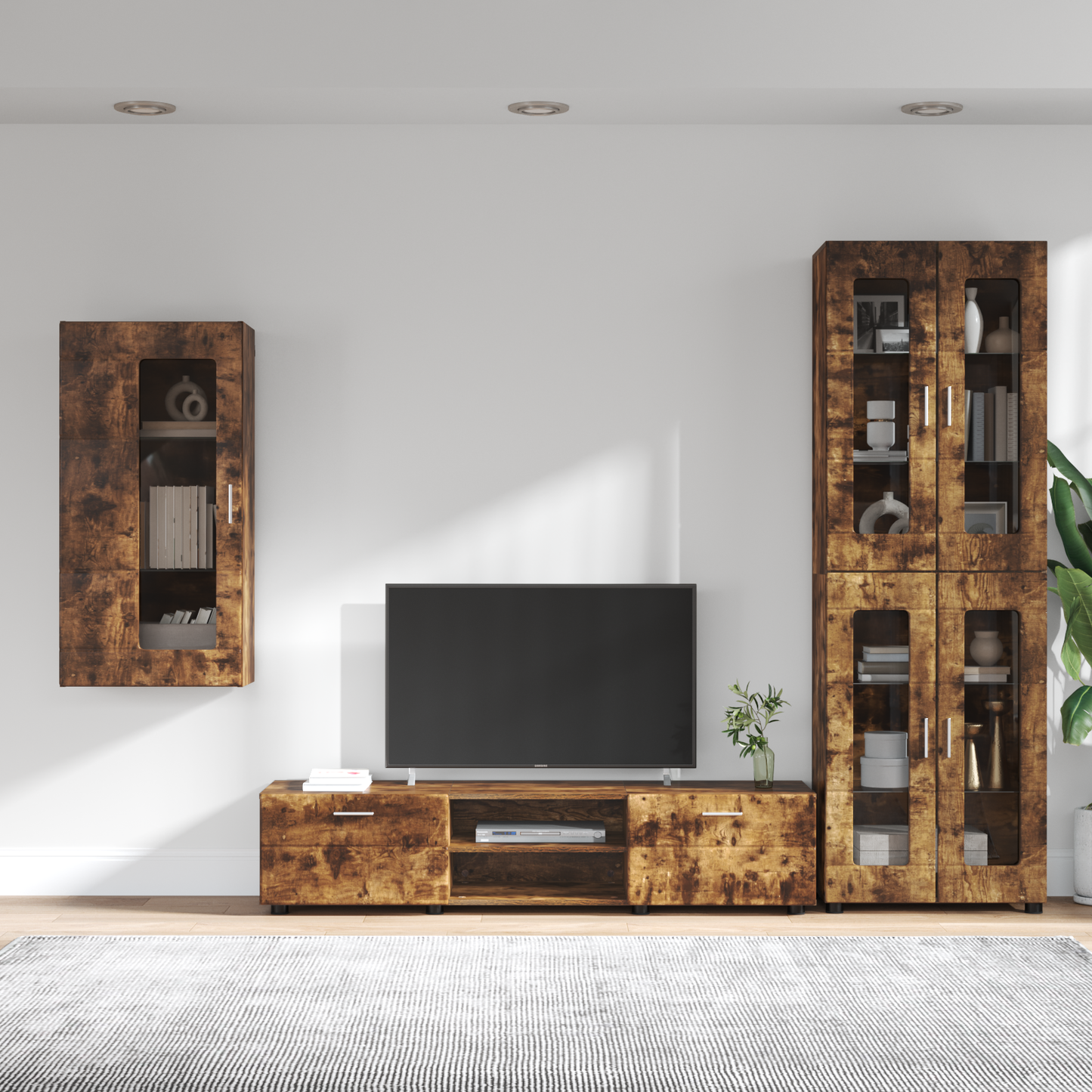 TV Cabinet Set FLORIN 3 pcs Smoked Oak Engineered Wood