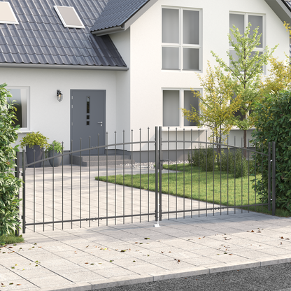 Double Gate with Lock Woerden Grey 400 x 174.5 cm Steel