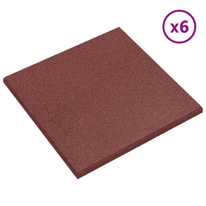 Fall Protection Tiles 24 pcs Red 50 x 50 cm Rubber