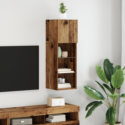 Wall-mounted TV Cabinet with LED Old Wood 30.5 x 30 x 90 cm