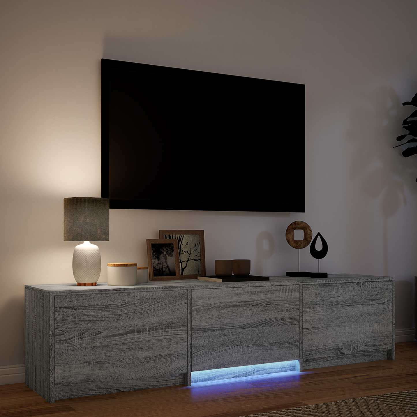 TV Cabinet with LED with LED Grey Sonoma 165 x 34 x 40 cm