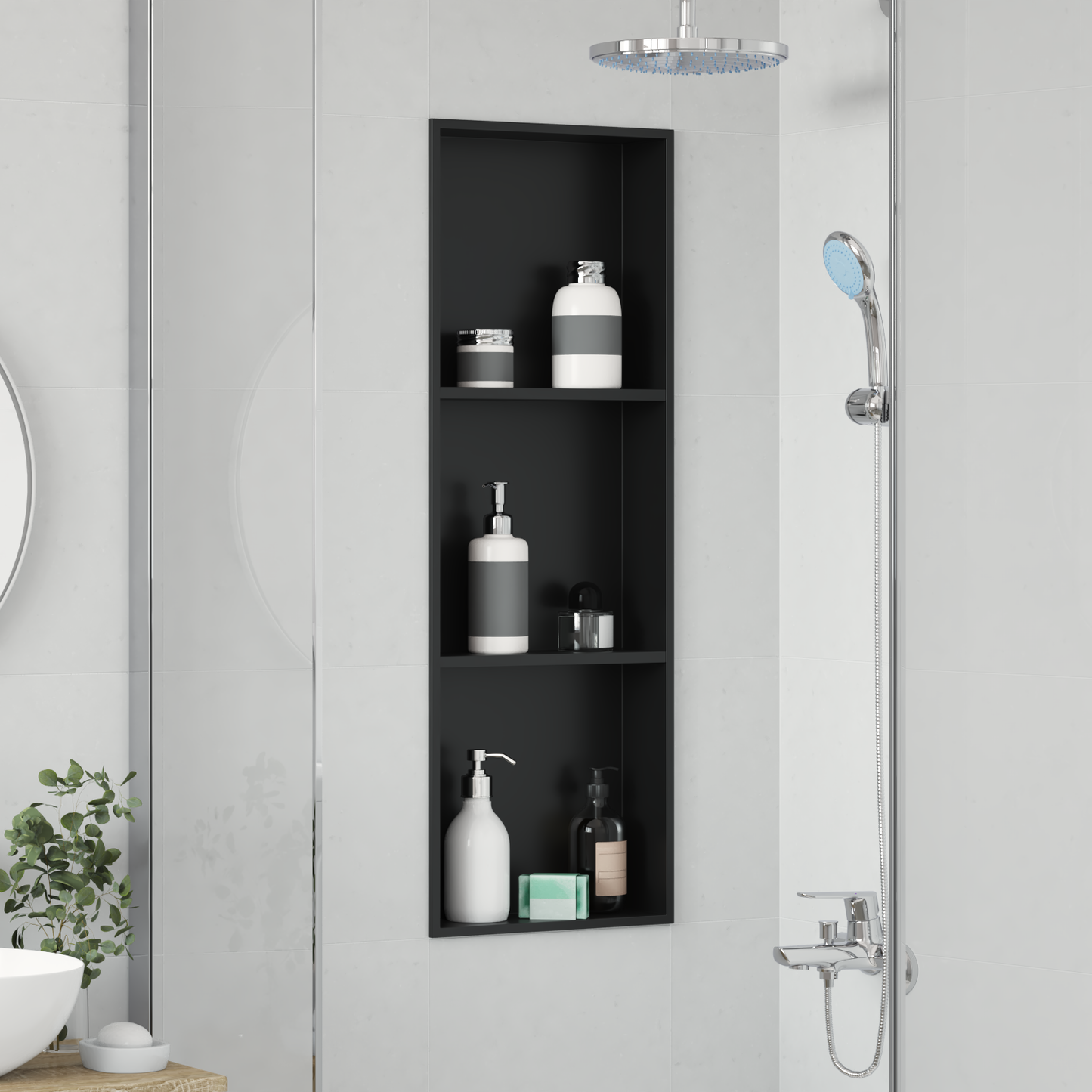 Shower Niche Black 92 x 32 x 10 cm Stainless Steel