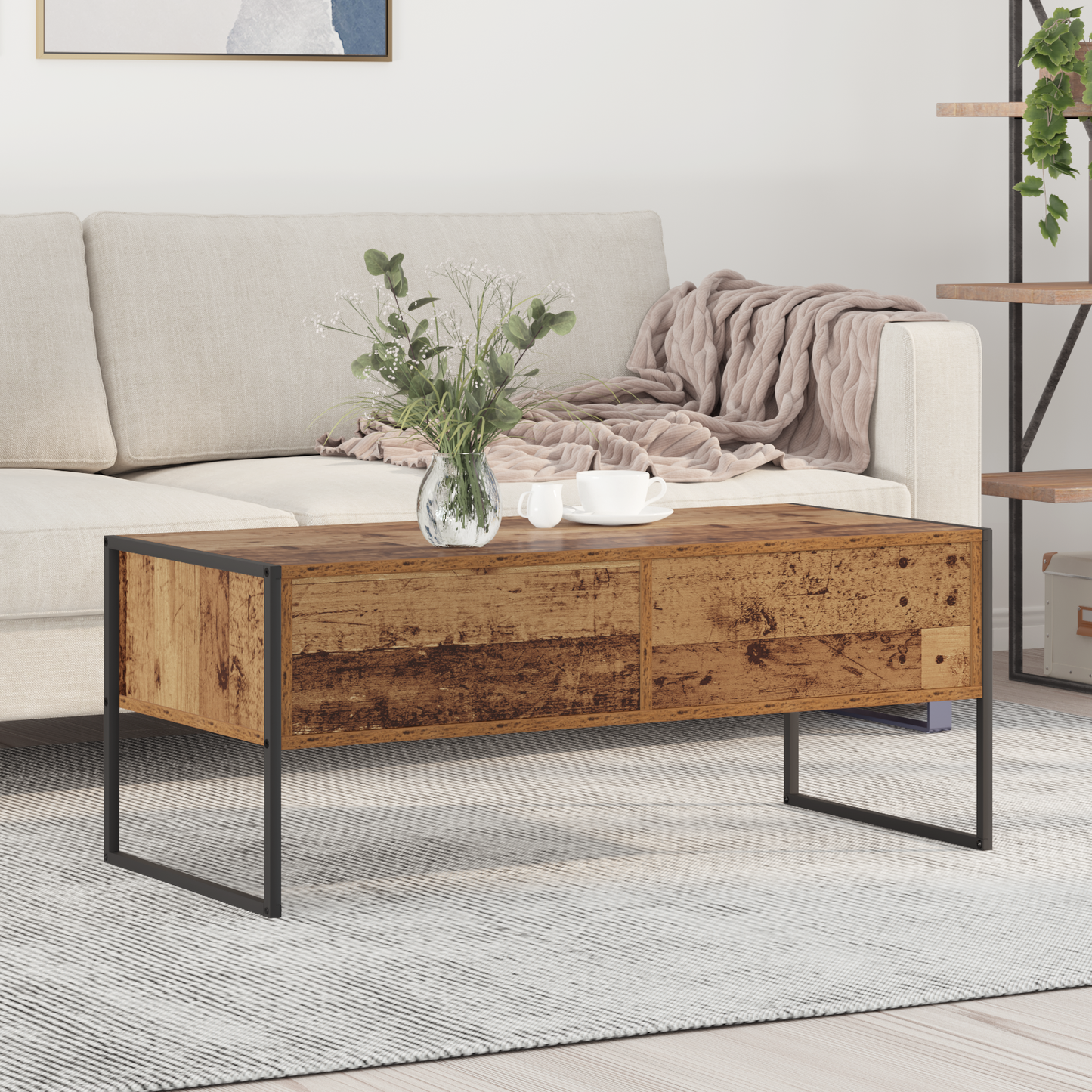 Coffee Table Old Wood 100 x 46 x 40 cm Engineered Wood