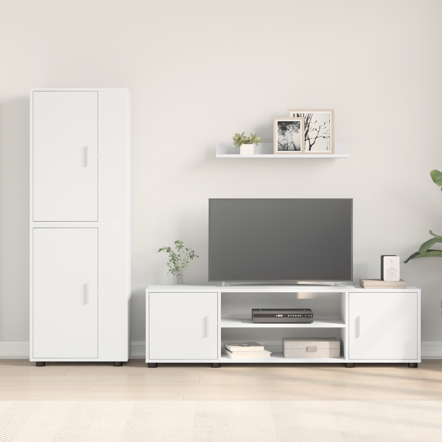 TV Cabinet Set White Engineered wood