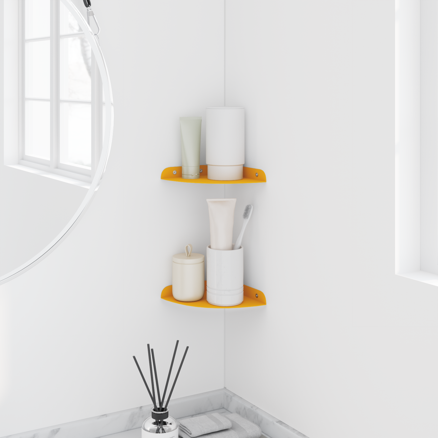 Floating Shelf with Shelf 2 pcs Mustard Yellow 15 x 15 x 2 cm