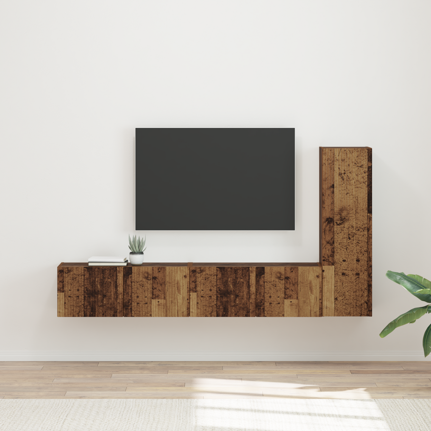 TV Cabinet Set Wall-mounted 3 pcs Old Wood Engineered Wood