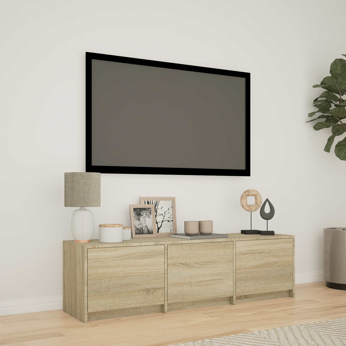 TV Cabinet with LED Sonoma Oak 140 x 34 x 40 cm Engineered Wood