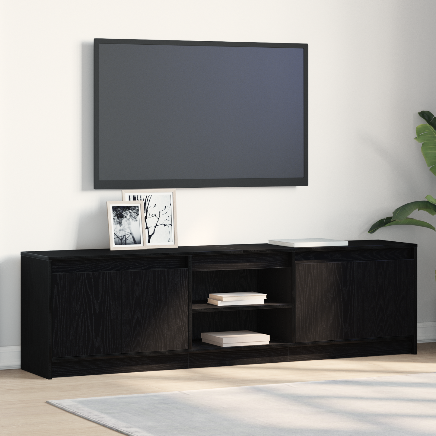 TV Units 2 pcs Black 180 x 34 x 50 cm Engineered wood