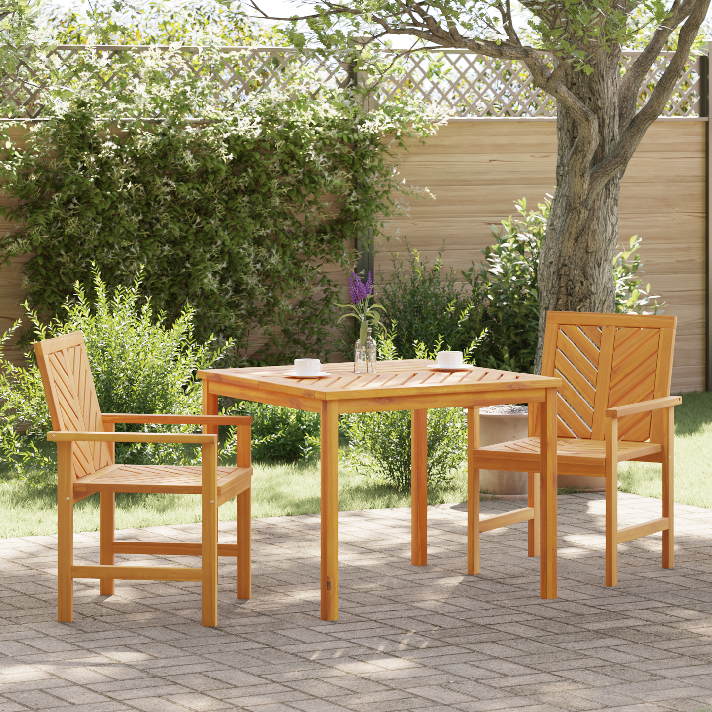 Garden Dining Set 3 pcs Brown Solid Acacia Wood