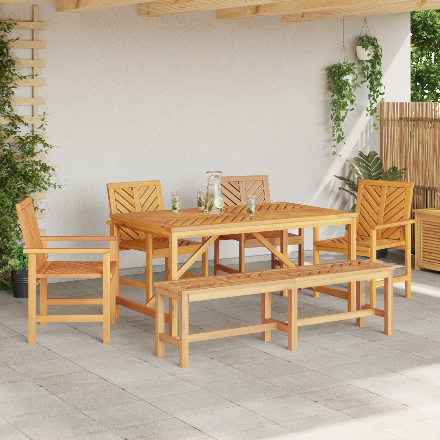 Garden Dining Set 6 pcs Brown Solid Acacia Wood