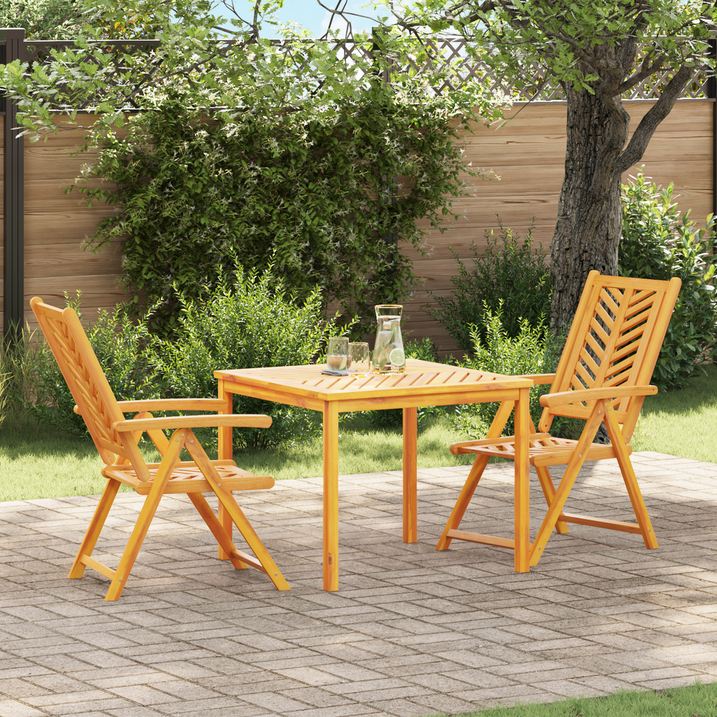 Garden Dining Set 3 pcs Brown Solid Acacia Wood