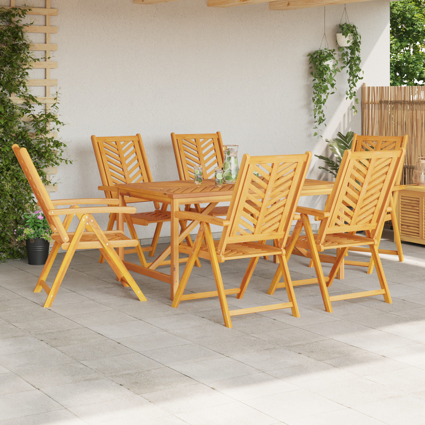 Garden Dining Set 7 pcs Brown Solid Acacia Wood