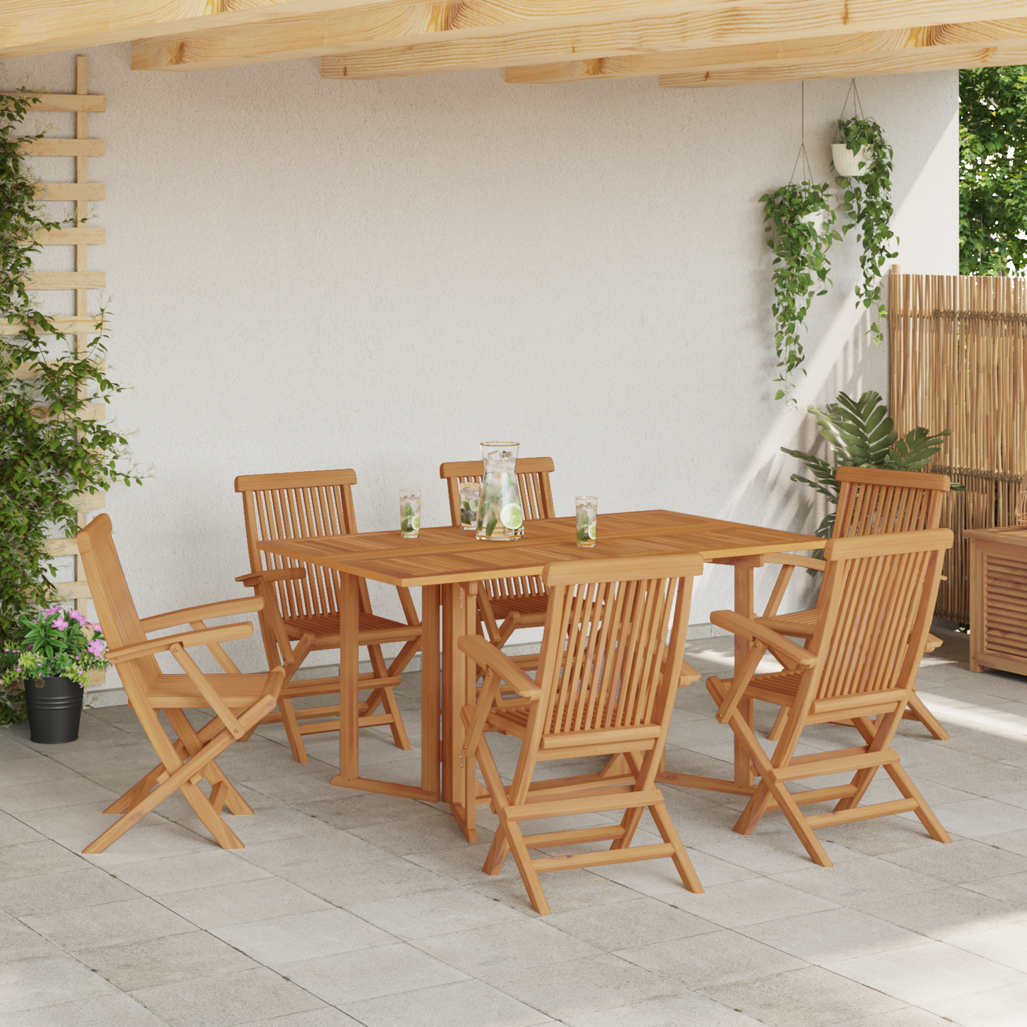 Garden Dining Set 7 pcs Brown Solid Teak Wood