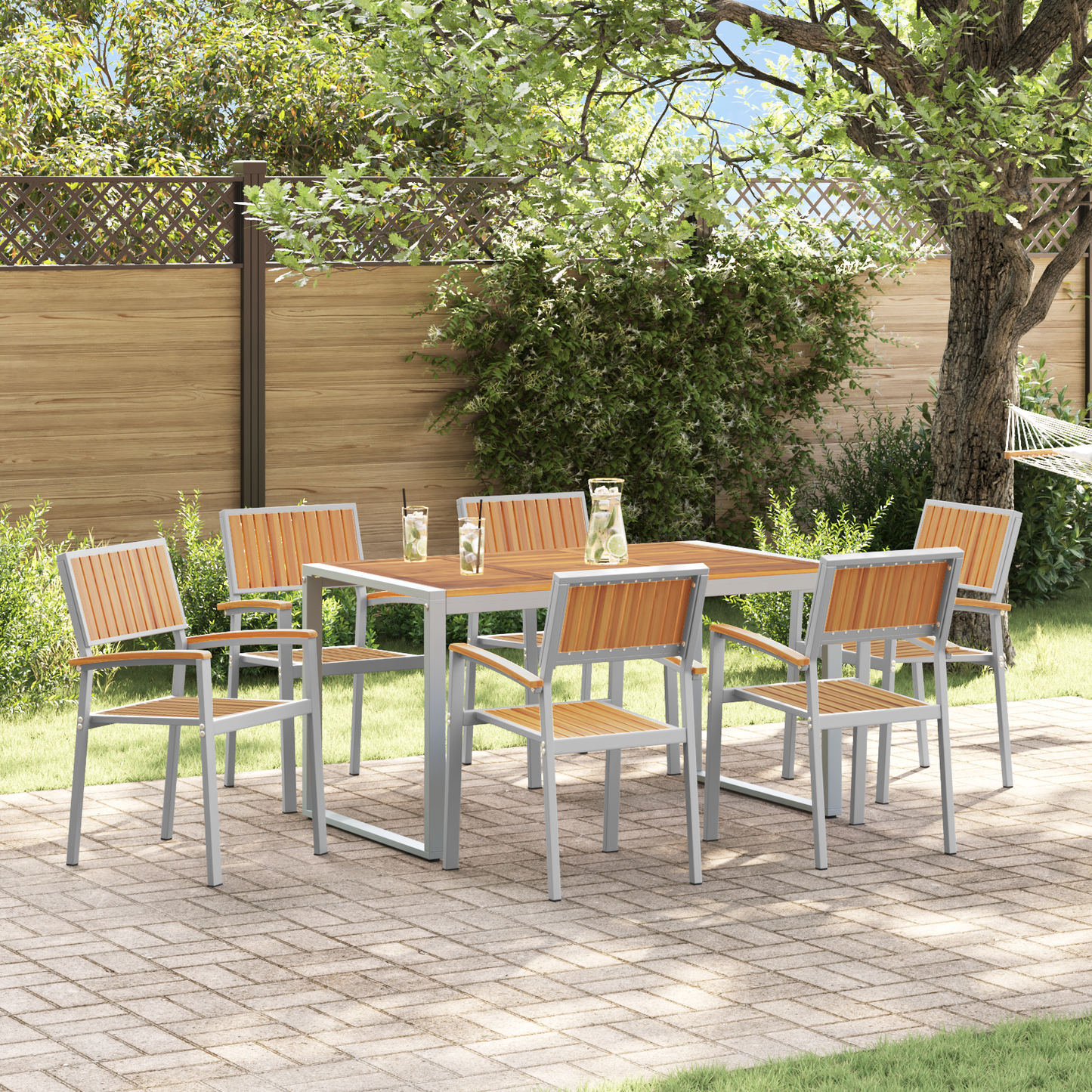 Garden Dining Set 7 pcs Grey Solid Acacia Wood