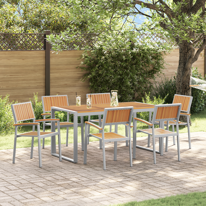 Garden Dining Set 7 pcs Grey Solid Acacia Wood