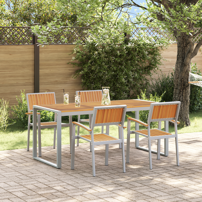 Garden Dining Set 5 pcs Grey Solid Acacia Wood