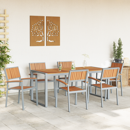 Garden Dining Set 7 pcs Grey Solid Acacia Wood