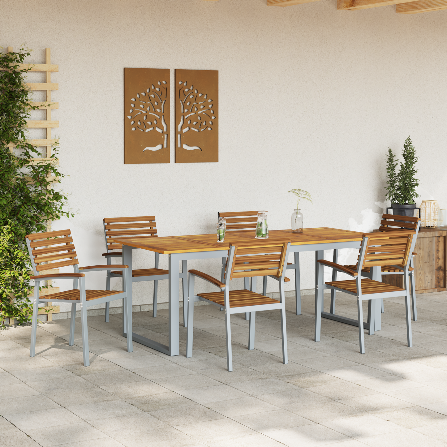 Garden Chair 6 pcs Brown 56 x 57 x 87 cm Solid Acacia Wood